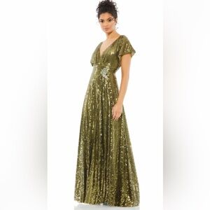 Mac Duggal Olive Sequin Dress